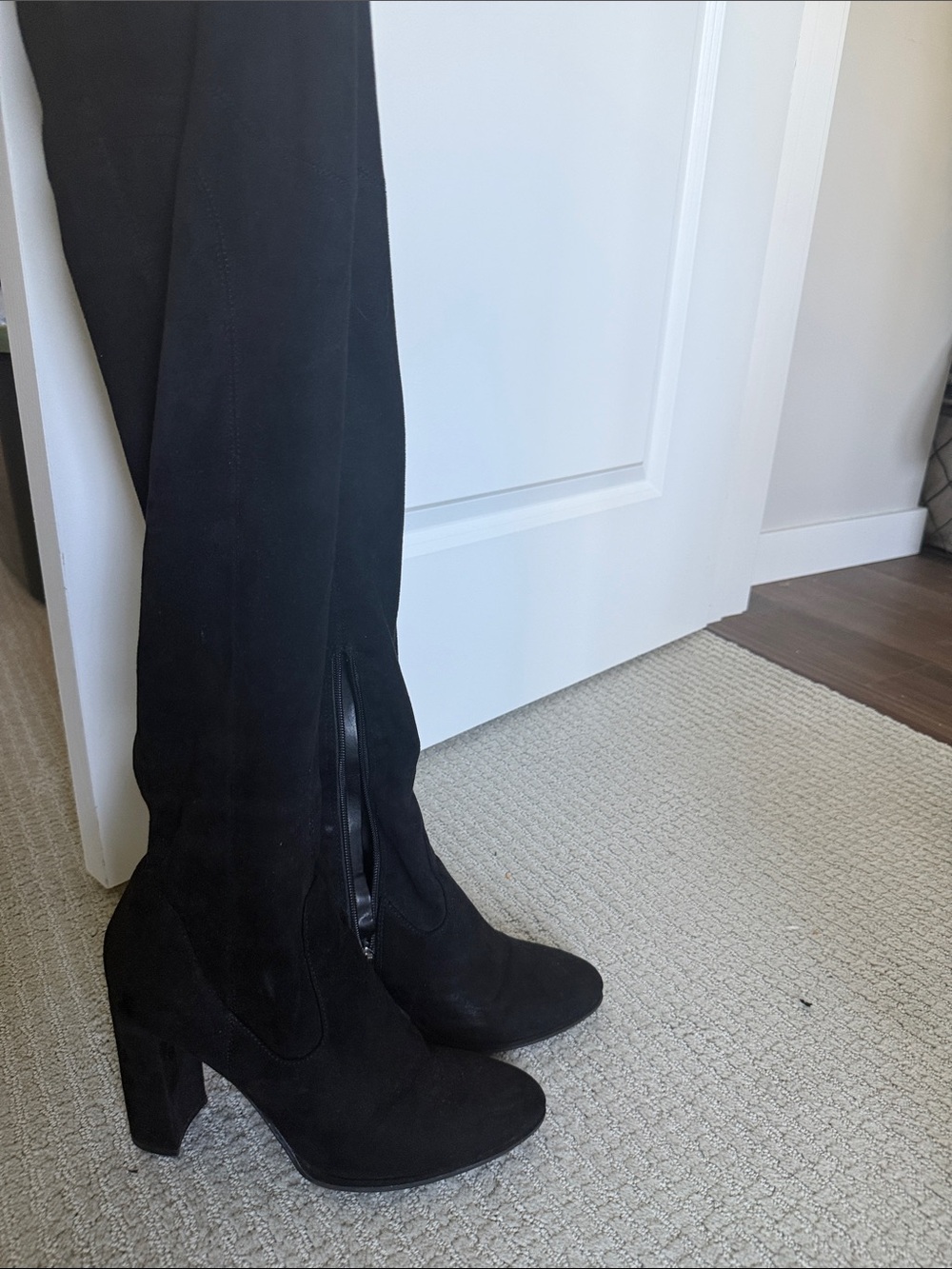 Marc Fisher Black Over-the-Knee Suede Block Heel Boots